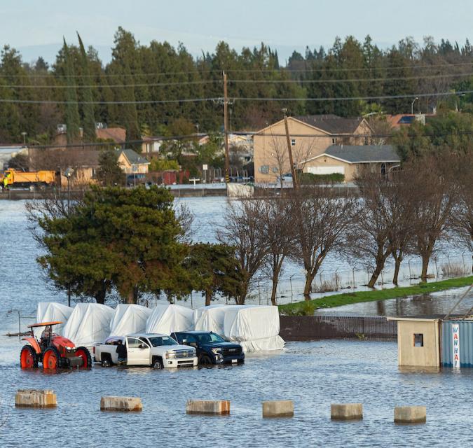 Flooded property in Merced County. 