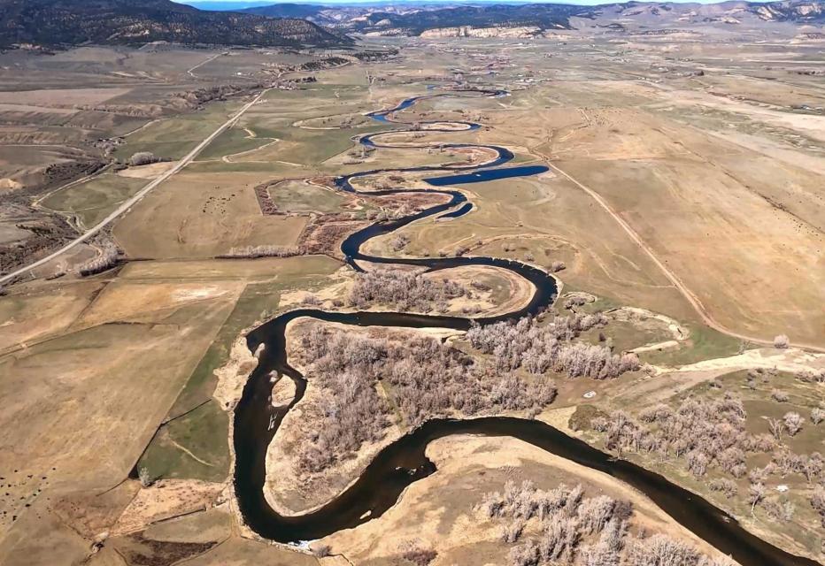 Aerial view of the White River, a tributary of the Colorado River. 